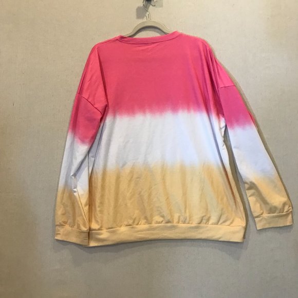 Women's Pink & Yellow Dip Dye Sweatshirt Size 2xl - Picture 3 of 3